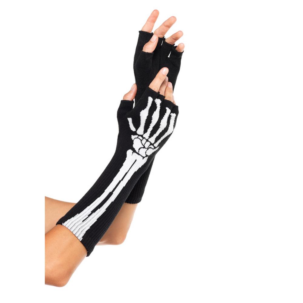 Leg Avenue - Skeleton Hand Fingerlose Handschuhe - Schwarz